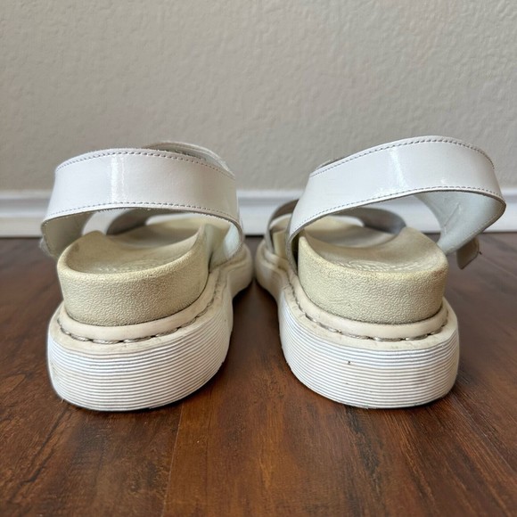 DR. MARTENS Romi Chunky Platform Ankle Strap Sandal White Patent Leather - Picture 8 of 12